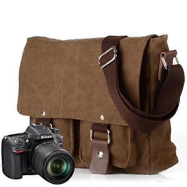 Coffee-colored washed canvas bag oblique shoulder bag for men a