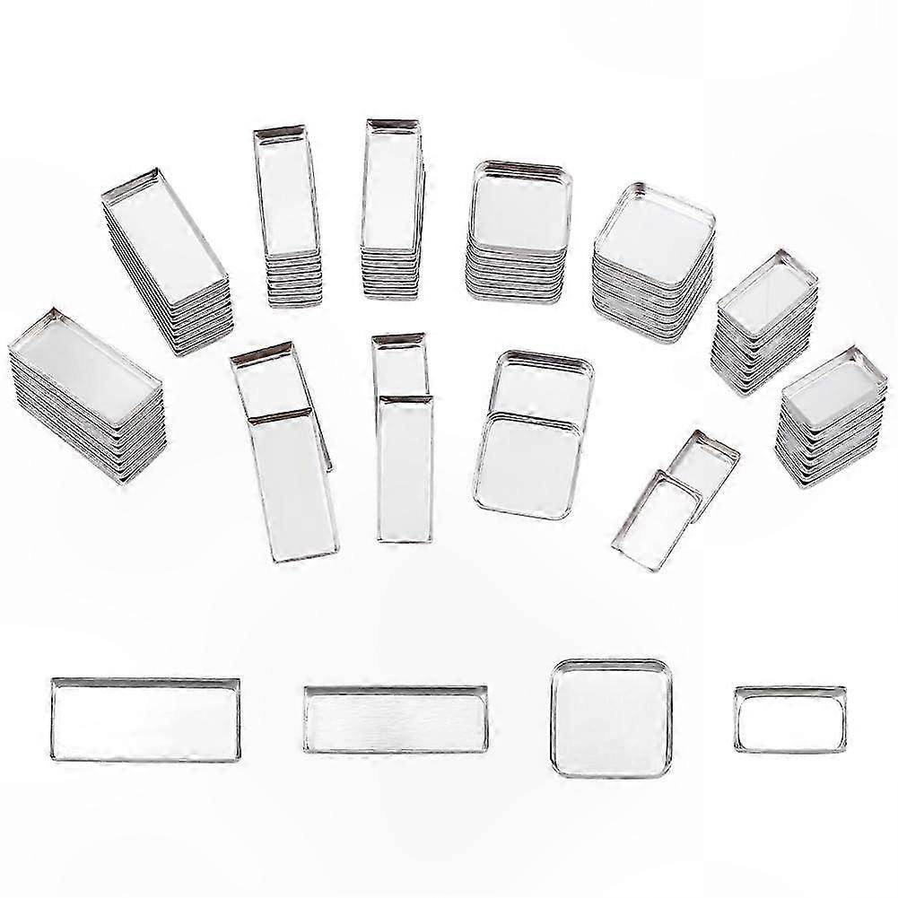 Aluminum Makeup Pans - 80pcs Multi-Size Rectangular Containers for DIY Eyeshadow, Blush, Lipstick Palettes