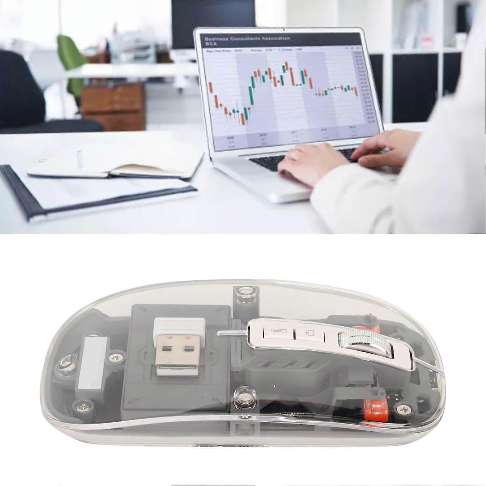 Wireless 2.4G Bluetooth Transparent Mouse 2400 DPI 400mAh Gray