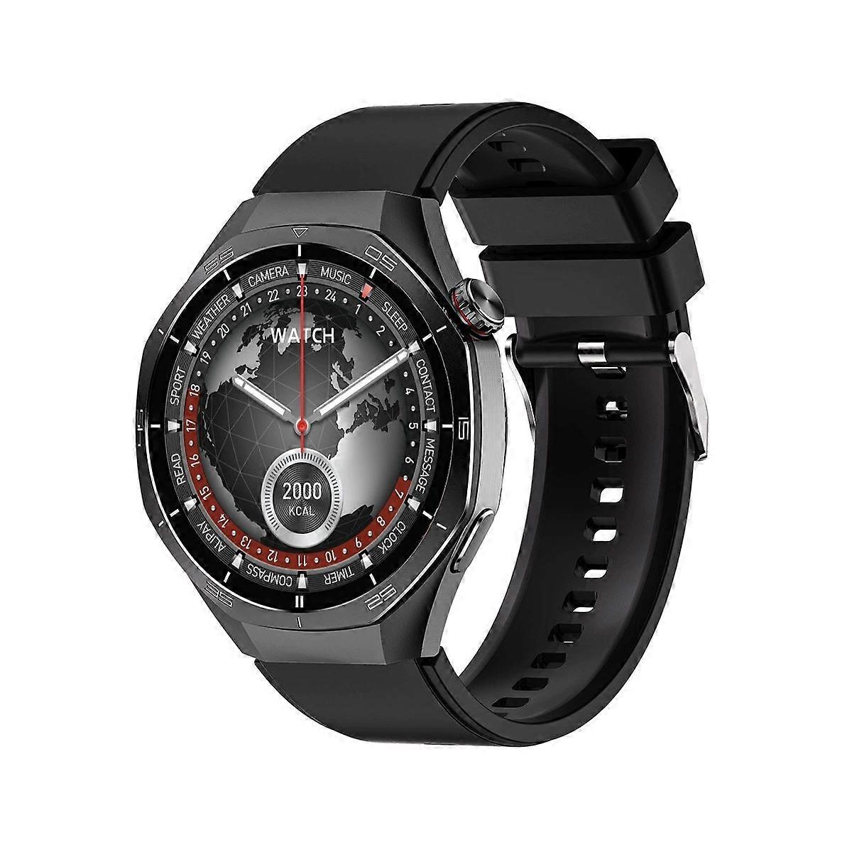 Men's Sports Smart Watch, AMOLED Screen, Always-On Display, ROM, NFC, Compass, Heart Rate, SpO2, for Android and iOS(Black)