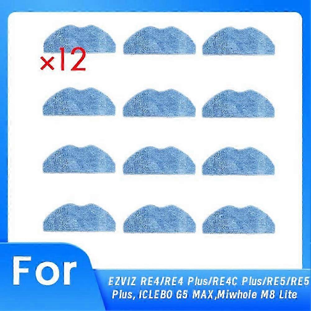 12 PCS Cleaning Rag for EZVIZ RE4/RE4 Plus/RE4C Plus/RE5/RE5 Plus, ICLEBO G5 MAX,Miwhole M8 Lite Robot Vacuum hwy