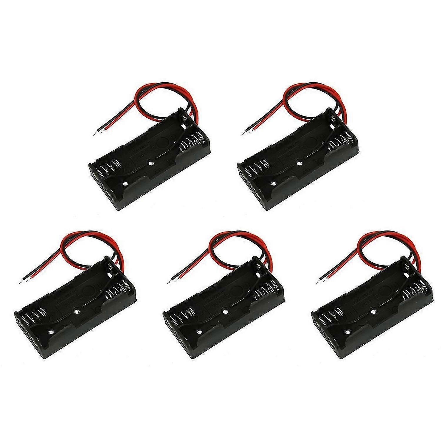 Black Plastic Battery Case Holder Wire 2 x 1.5V AAA