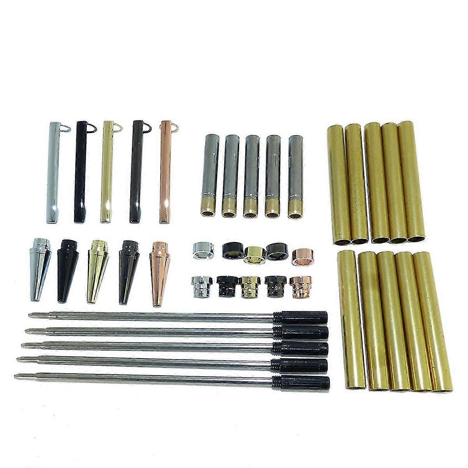 Woodturning Slimline Pen Kit Set of 5 Mixed Colours, with Twist Mechanism
