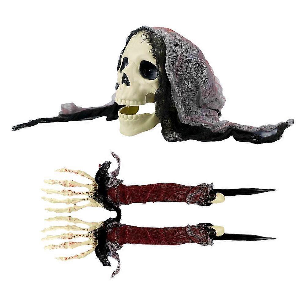 Halloween Skeleton And Ghost Head Set Decoration