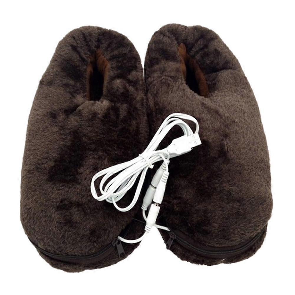 USB Heated Foot Warmers One Size Khaki Indoor Home Office Fast Heating Technology
