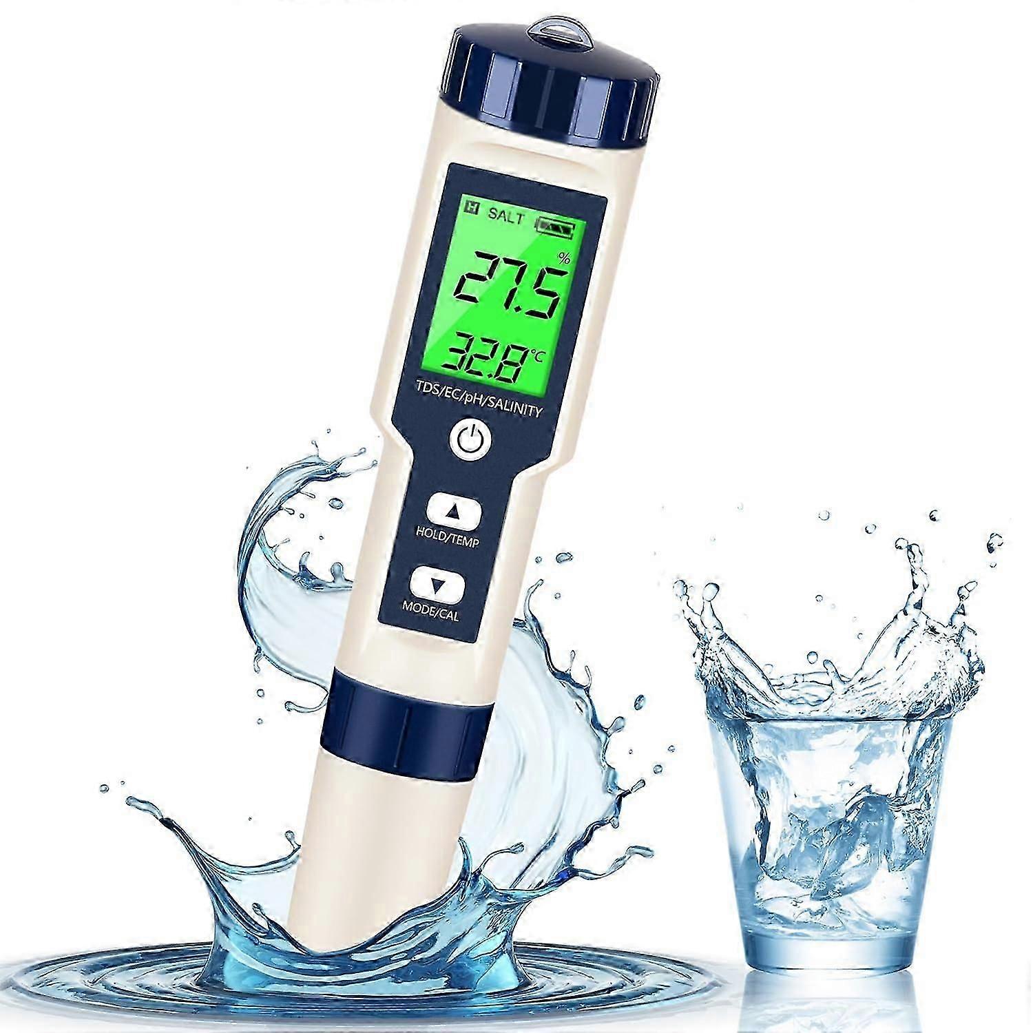 PH Meter & TDS Meter Digital Water Tester 5 in 1 Salinity Tester PH Temp EC and TDS Meter,PH Meter for Water with LCD Backlit,Water Testing Kits for D