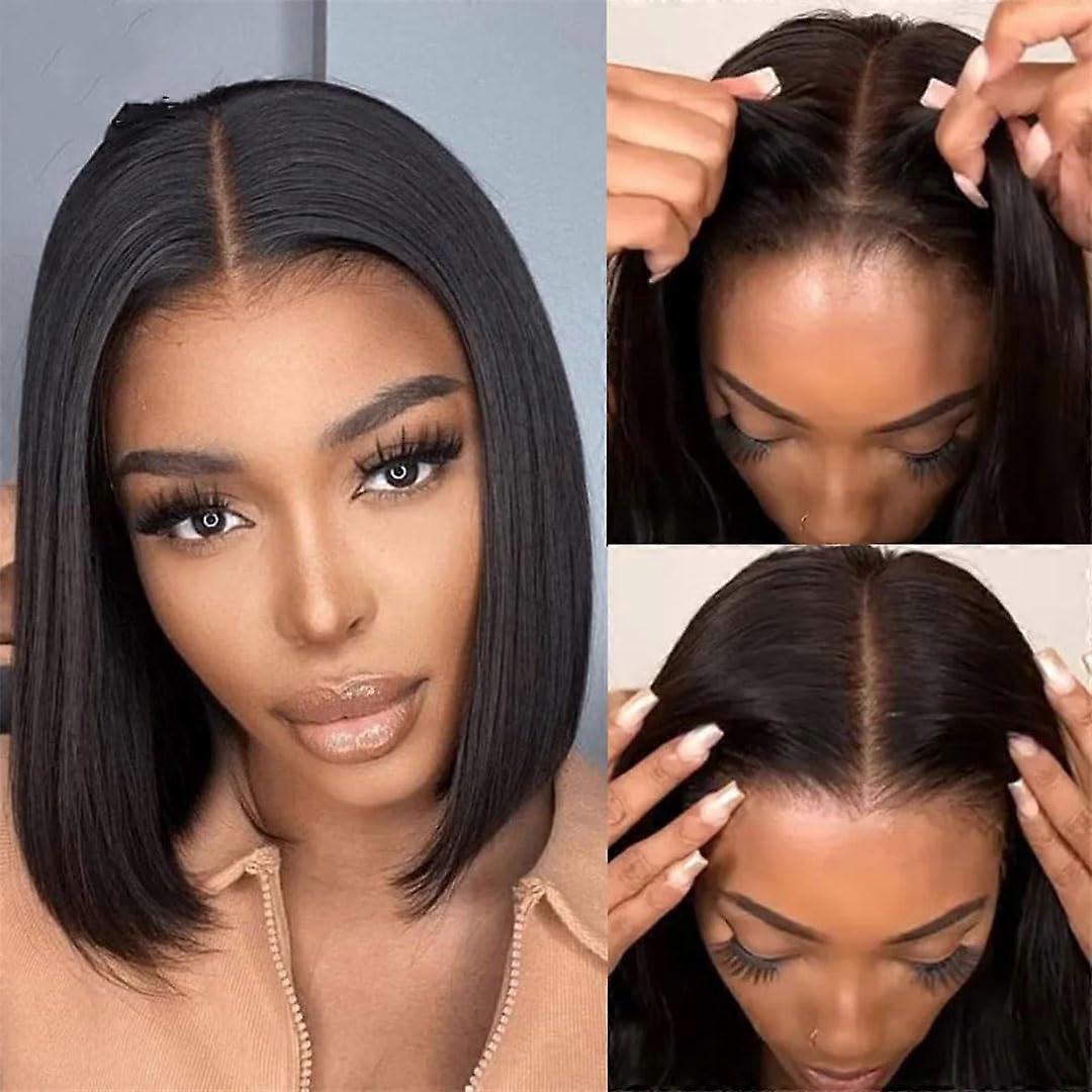 Wig 7X5 Lace Closure Wig Pre Cut Human Hair Bob Wig Glueless Short Bob 10 Inch For Women