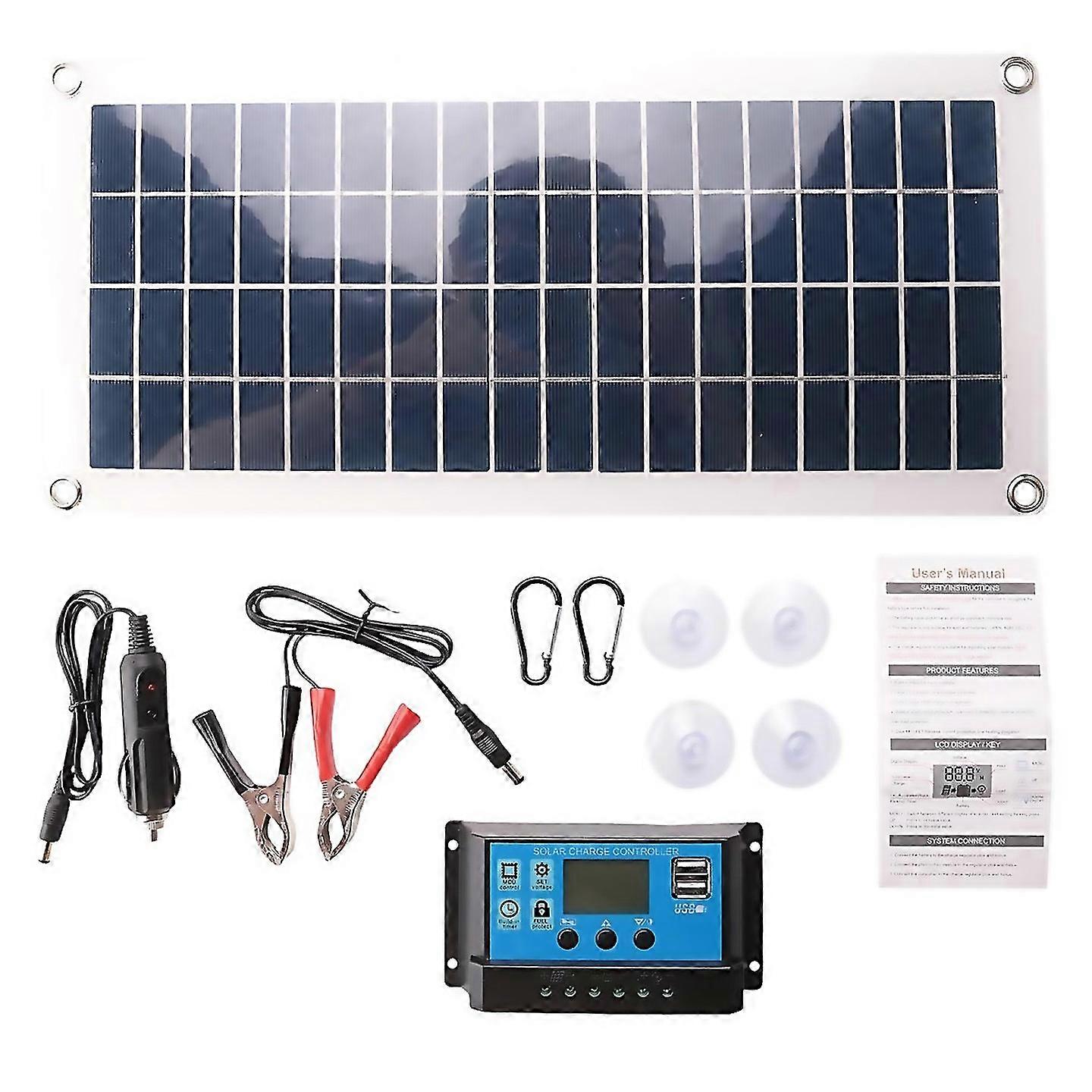 30w Flexible Solar Panel  Car Rv Boat 10a Solar Controller Module