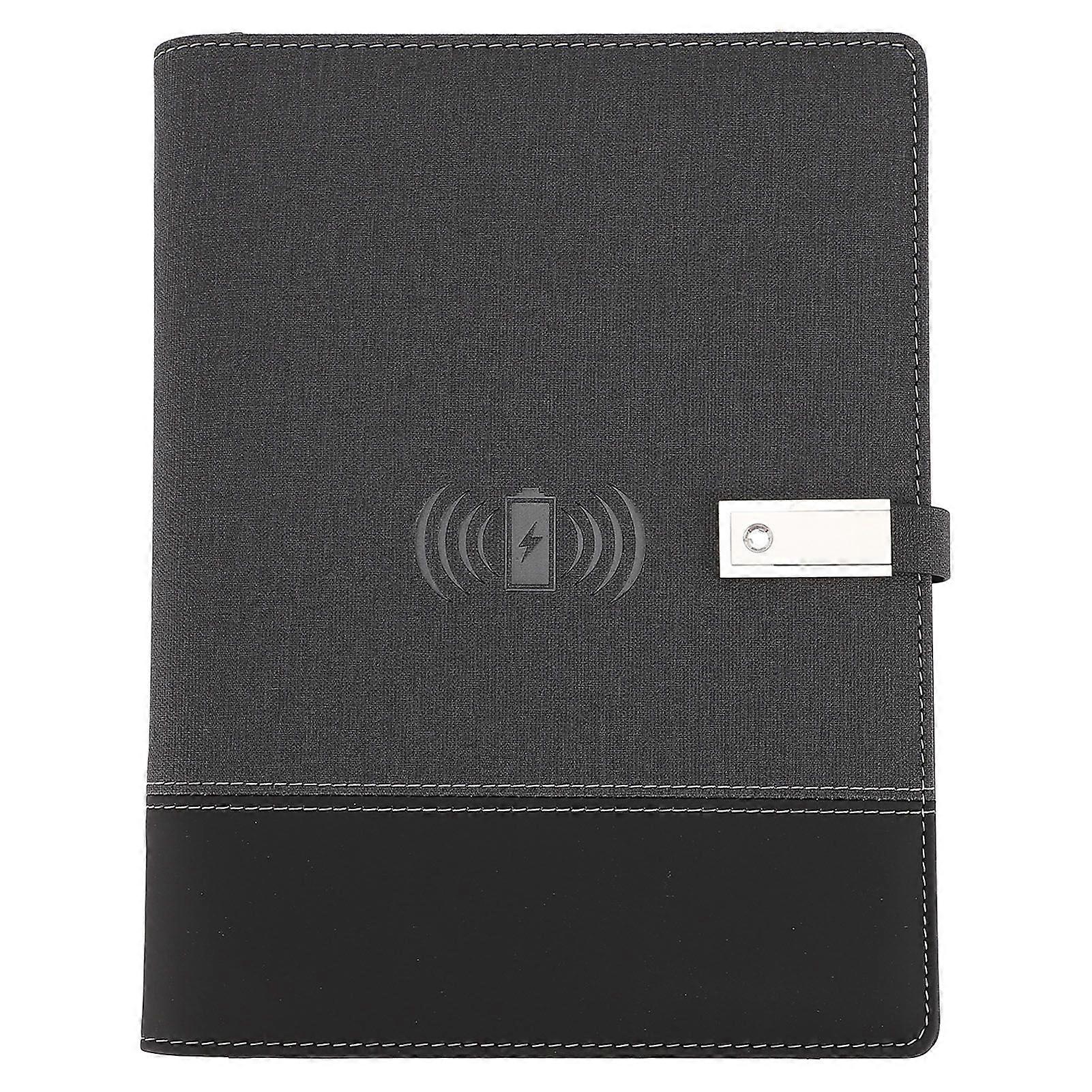 PU Smart Office Notebook with 3 Charging Ports 8000mAh Battery 80 Sheets 160 Pages PU A5 Notebook Business Style (A5)