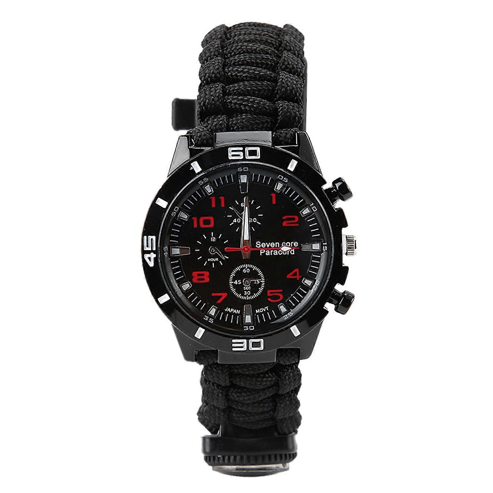 Montre multifonction 7 en 1 pour l'extérieur, protection, parapluie, corde, boussole, sifflet