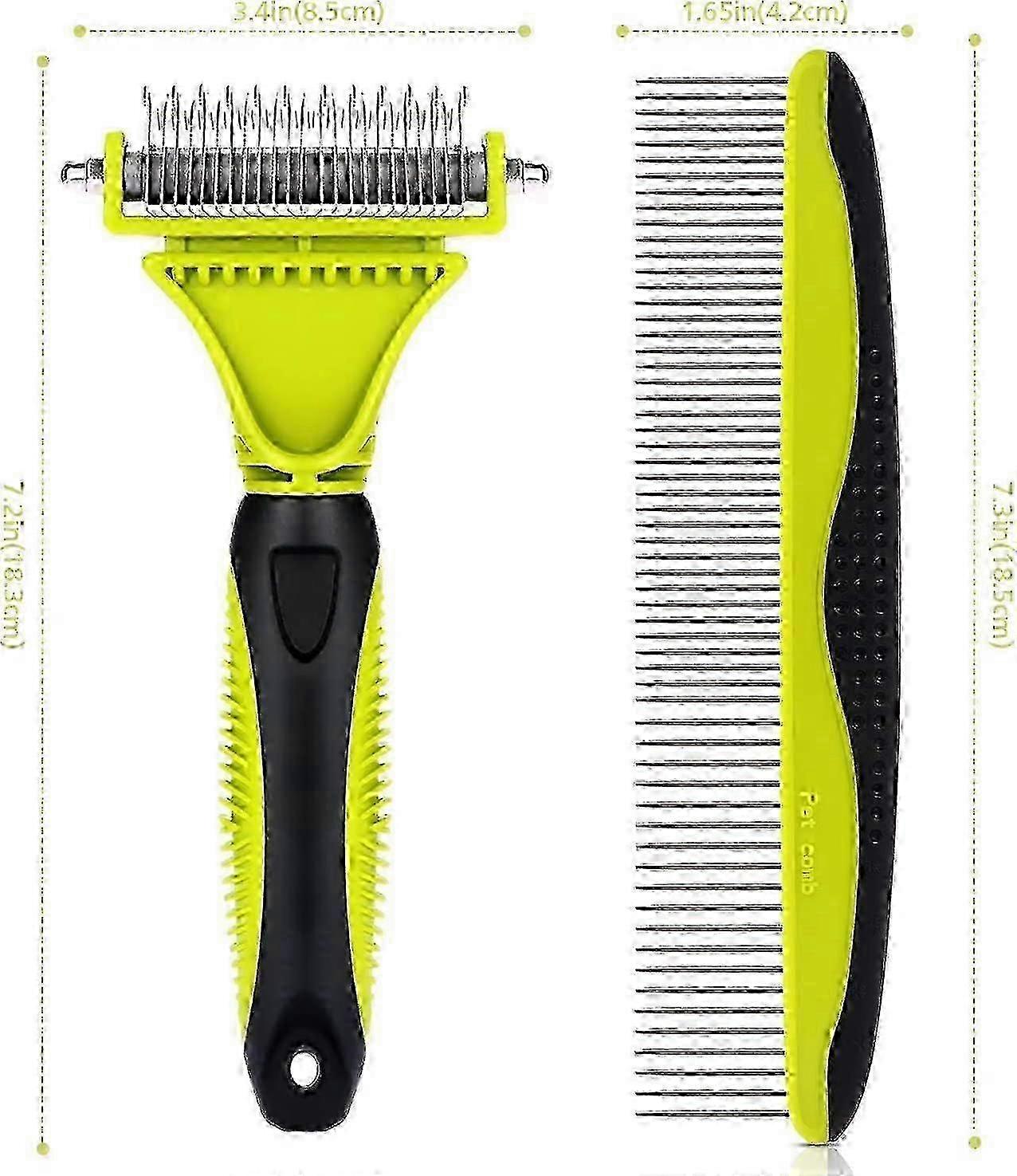 Cat Comb, Dog Comb, Pet Grooming Tool Kit - Double Sided Row Comb Removes Loose Undercoat, Knots, Mats and Tangled Hair