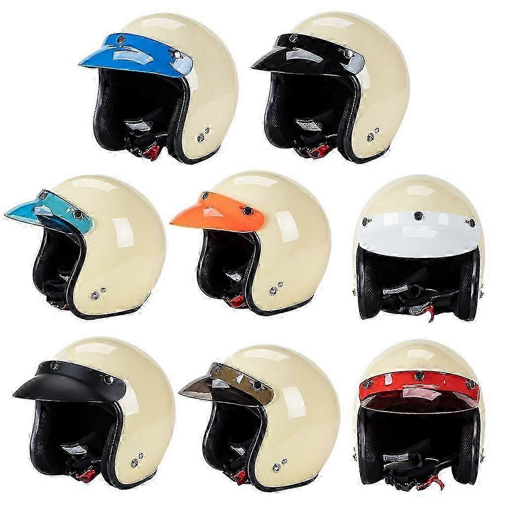 3-Snap Helmet Bubble Visor Lens Compatible with 3/4 Retro Open Face Motorcycle Helmet