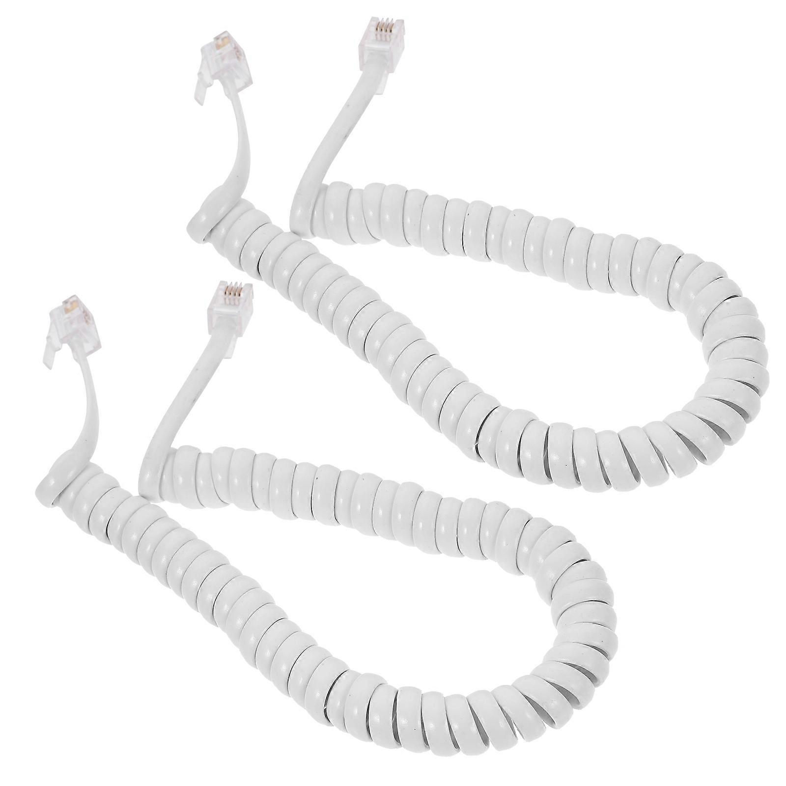 Telephone Cord Phone Cord for Telephone Coiled 2Pcs White
