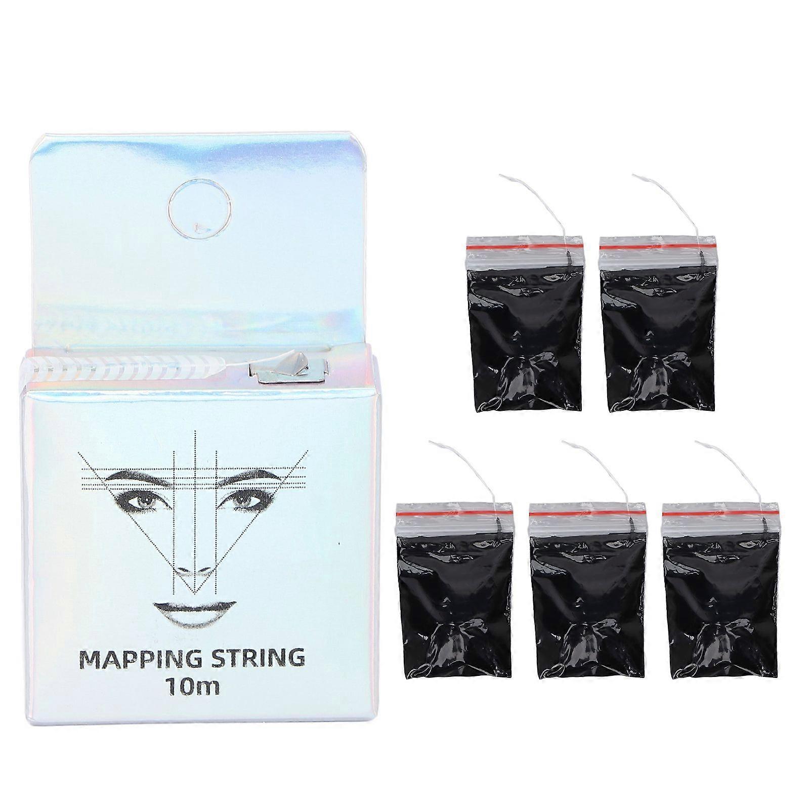 5pcs Pre Inked Eyebrow Mapping String Professional Microblading Marking String for Beauty SalonBlack Ink