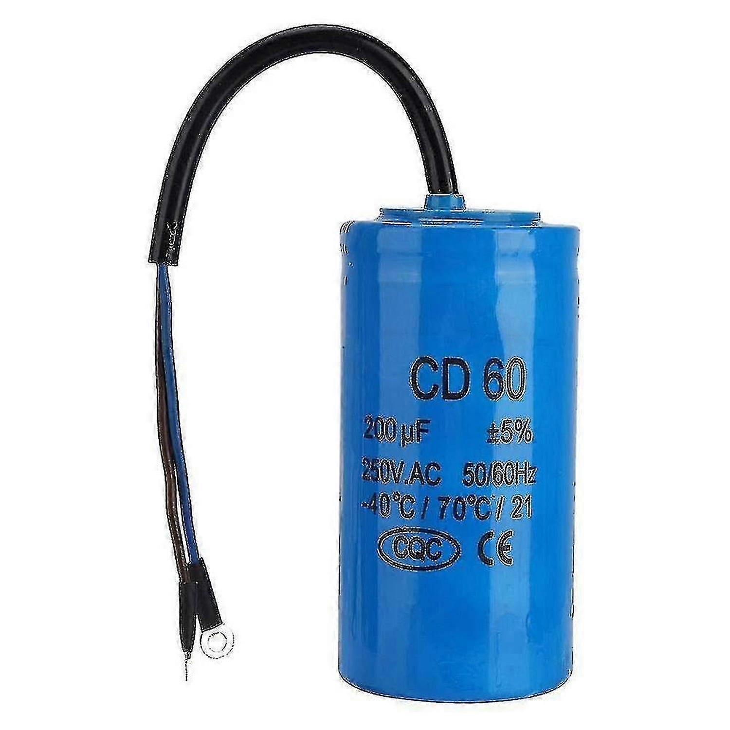 Starting Capacitor, 200uf Motor Run Capacitor, Microfarad Capacitor With Wire For Motor Air Compressor Cd60 250v Ac 200uf 50/60hz