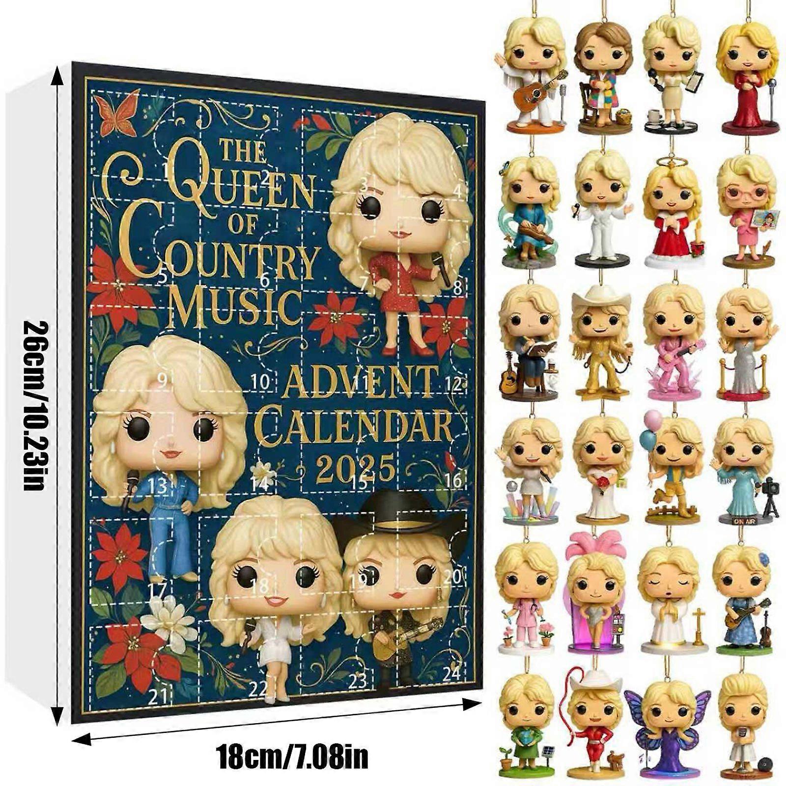 Dolly Parton 24-Day Countdown Christmas Advent Calendar Blind Box Christmas Tree Ornament