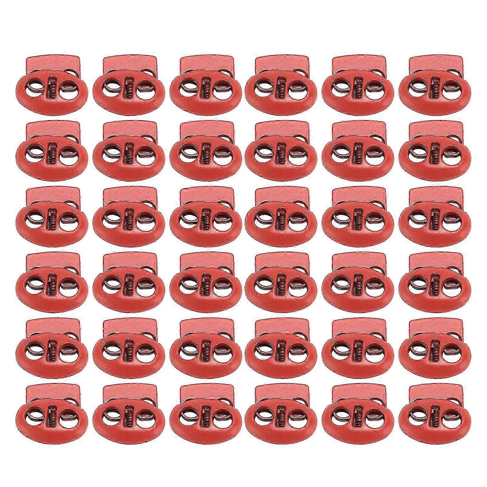 30pcs Spring Cord Lock Multipurpose Double Hole Spring Toggle Stopper for Shoelace Drawstrings Paracord Bags Clothing Orange