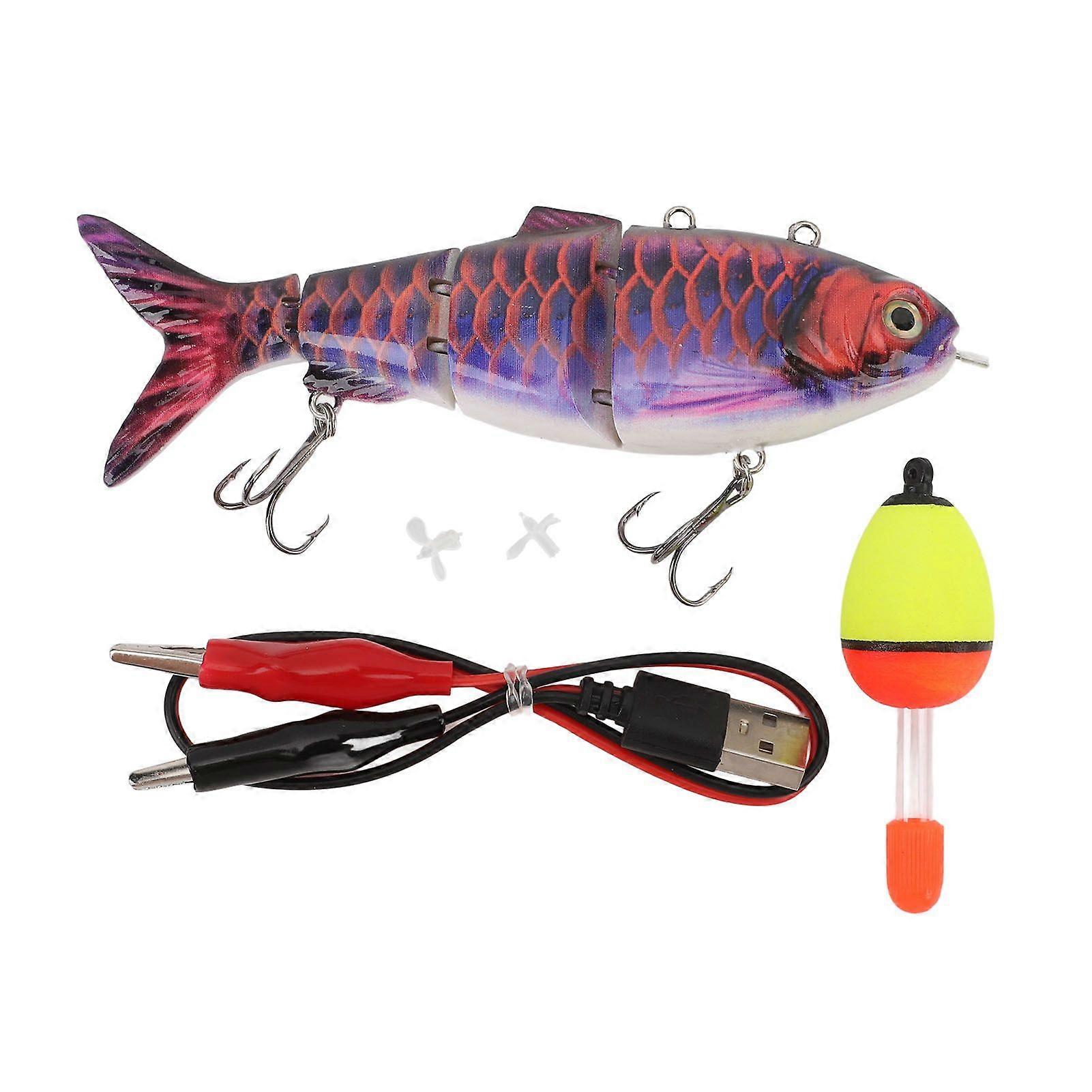 Robotic Swimming Fishing Bait Multi Jointed USB Rechargeable Electric Fishing Lure with LED Light and Propellers for Freshwater BL 2023