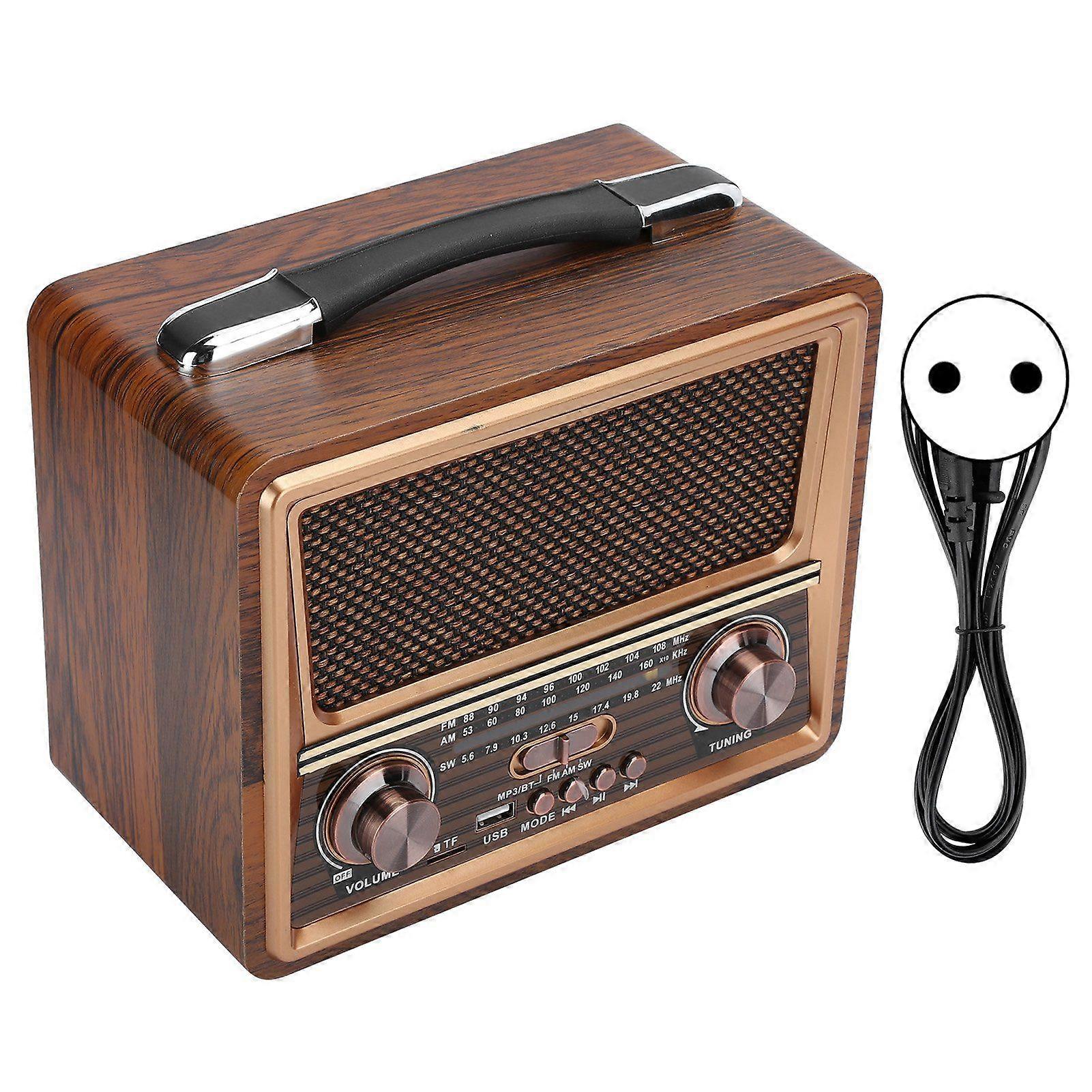 110/ Adjustable FM/AM/SW Radio Portable Wooden Wireless Bluetooth Speaker Rechargeable