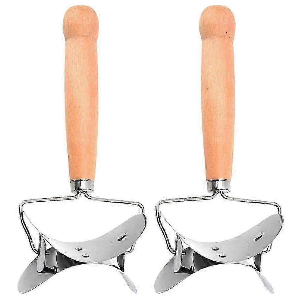 2 Stainless Steel Dumpling Wrapper Cutters with Wooden Handle for Easy Dumpling Making in the UK