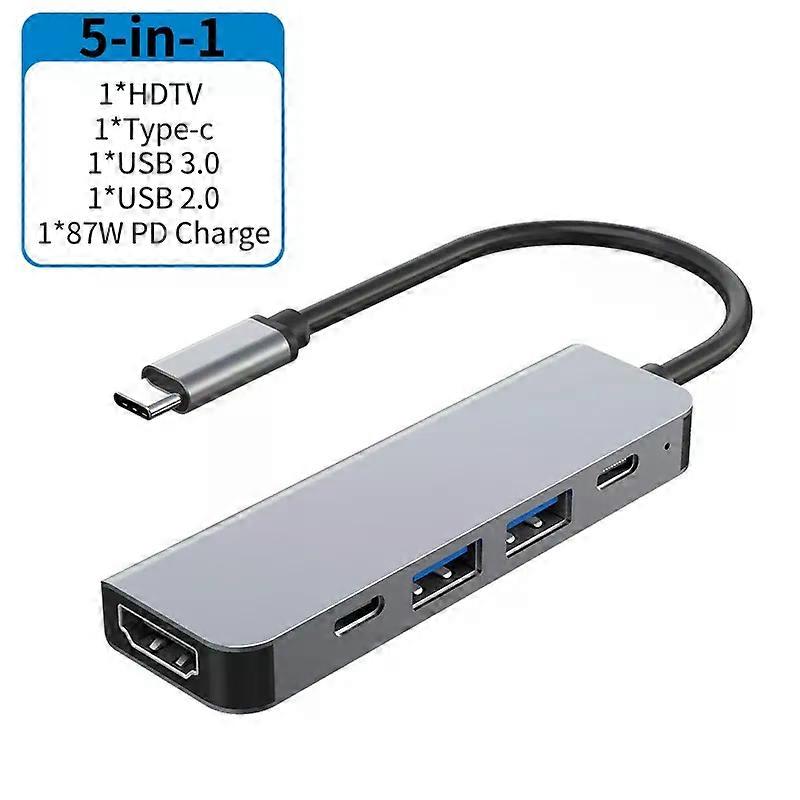 USB C HUB 4K 30Hz Type C to HDMI-compatible USB 3.0 Adapter 7 in 1 Type C HUB Dock PD 87W USB C Splitter for MacBook Pro Air