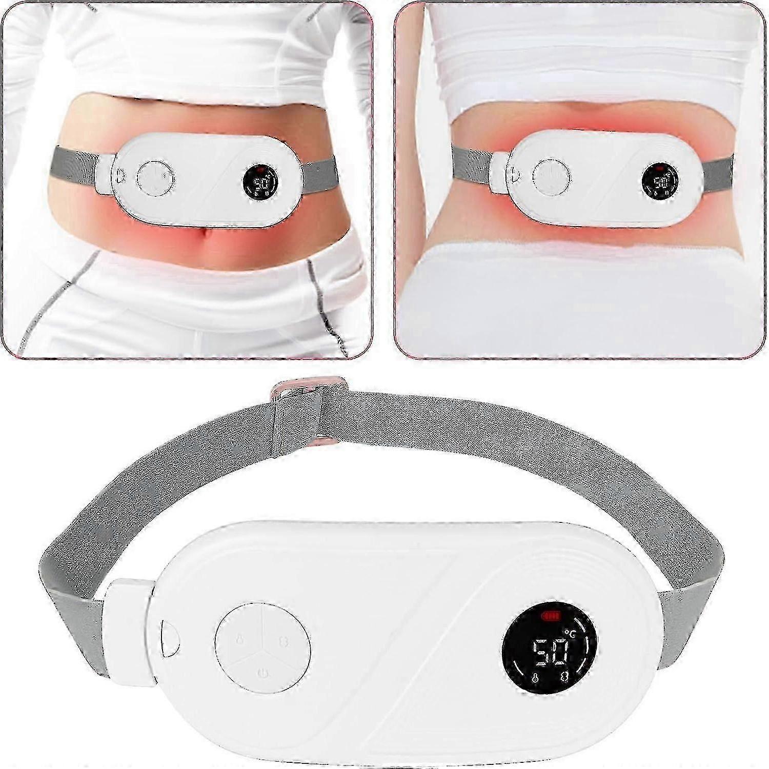 Portable Cordless Heating Pad, Heating Pad for Back Belly Pain with 3 Heat Levels and 3 Vibration Massage Modes, Menstrual Fast Heating Waist Belt