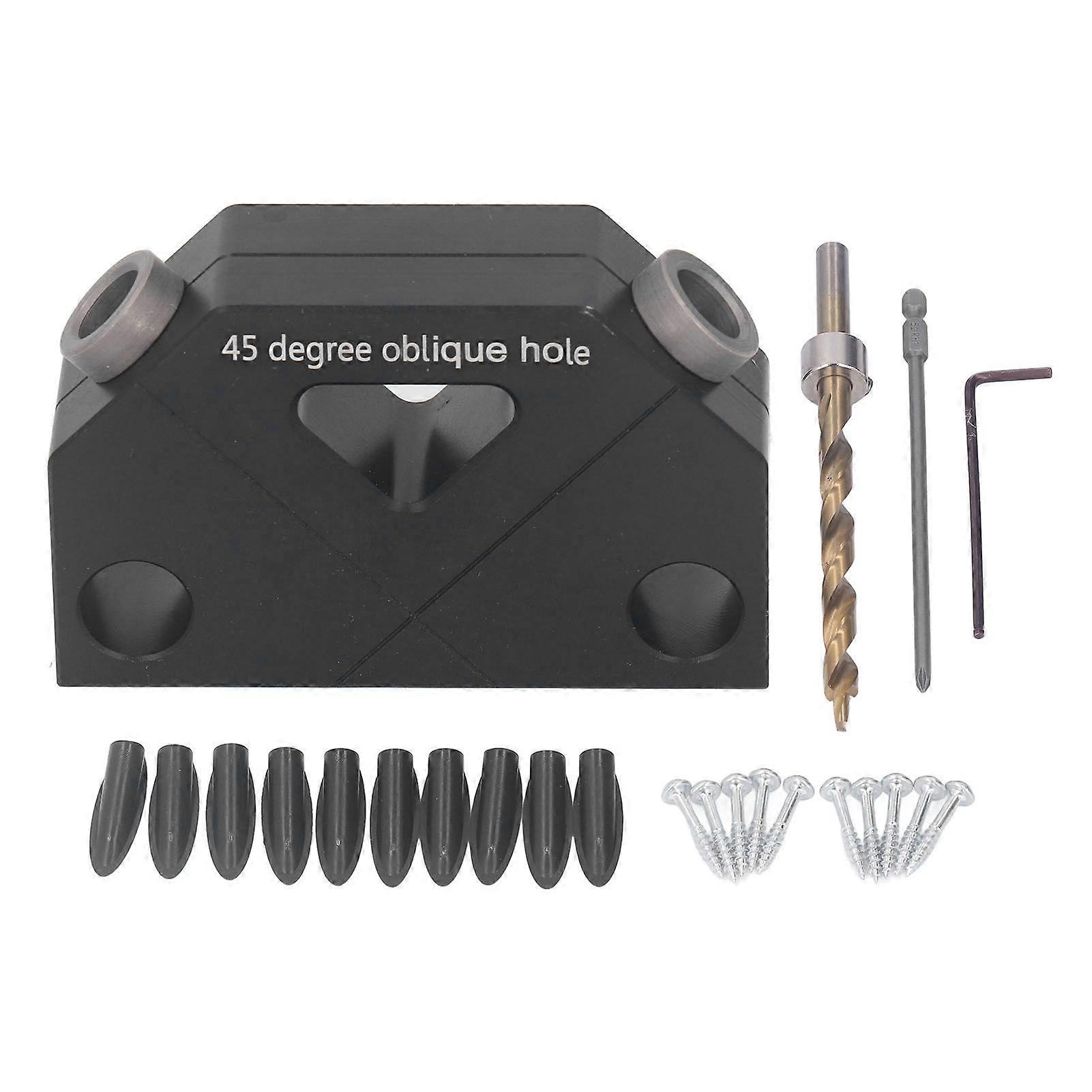 Woodworking Inclined Hole Fixture Black Aluminum Alloy 45 Degree Angle Hole Drill Guide