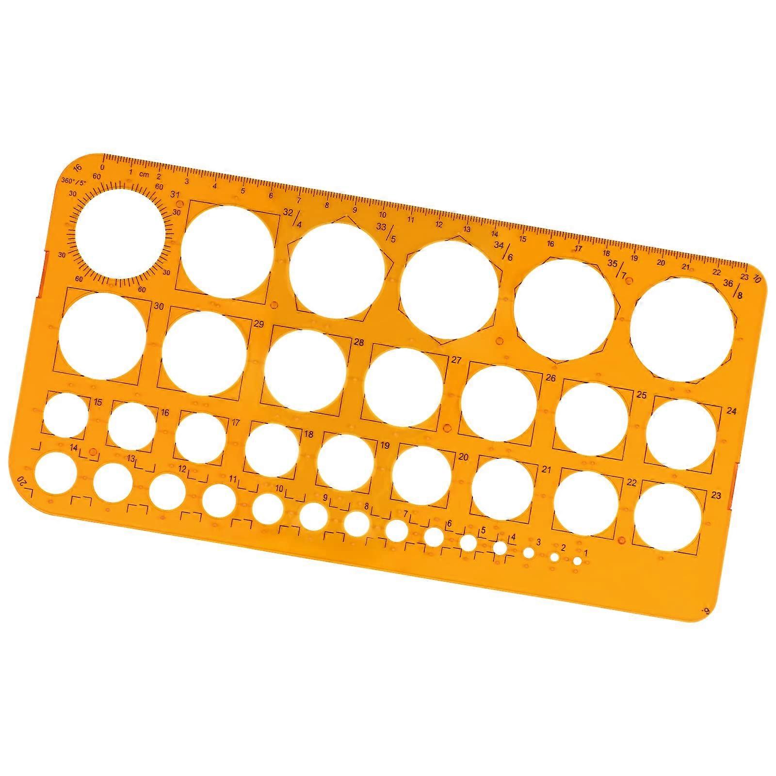 Circle Stencil Template With 36 Circles, Circle Ruler For Drawing Aids, Quilling Template, Transparent Orange