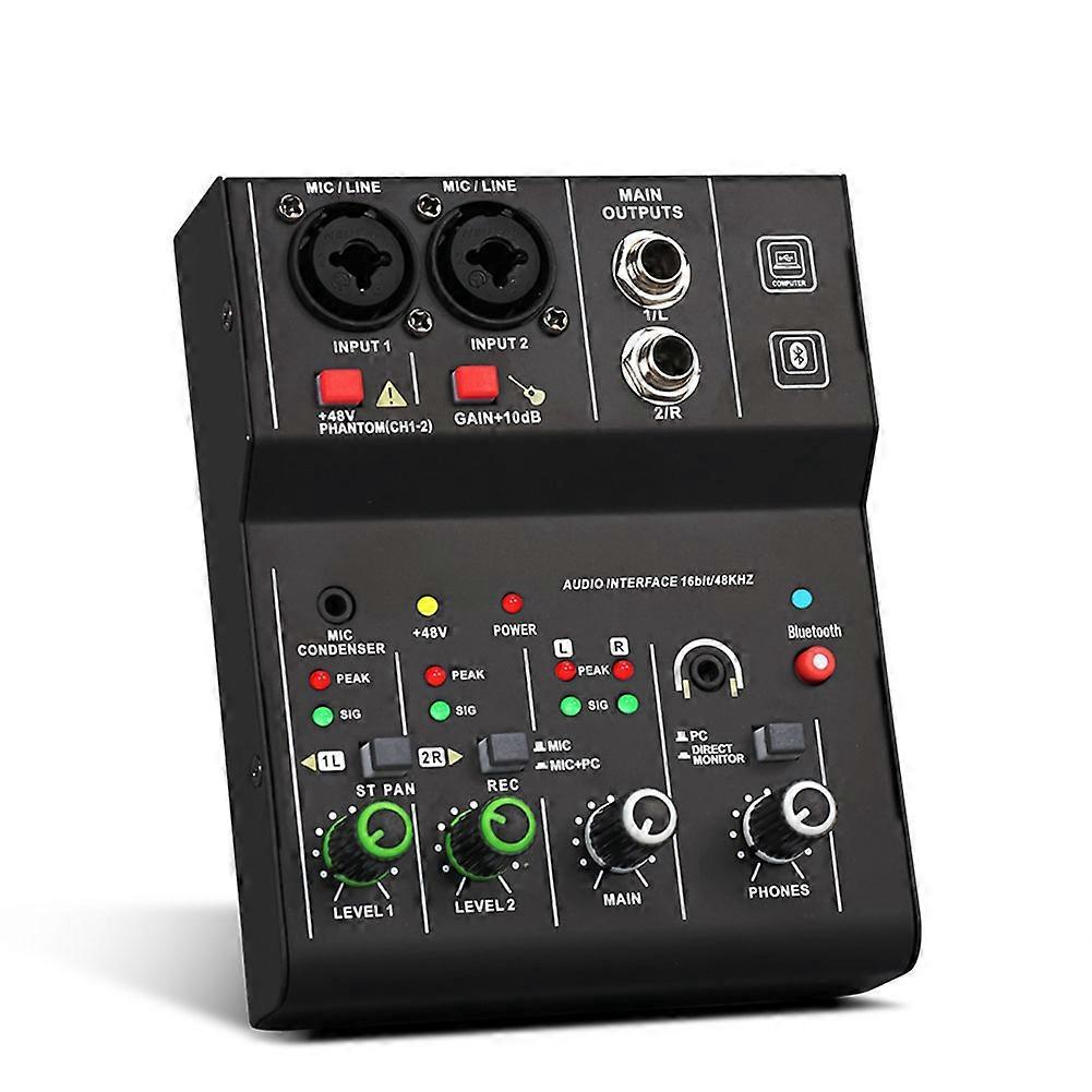 2 Channels Mini USB Mixer Professional Portable Audio Interface Sound Card Console for Guitar Record