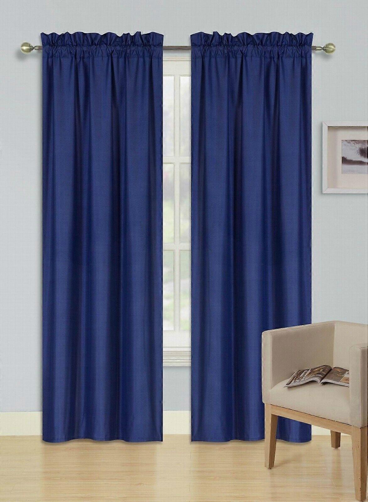 Single Panel Solid Foam Backing Lined Room Darkening Blackout Curtain, 84" NAVY R64