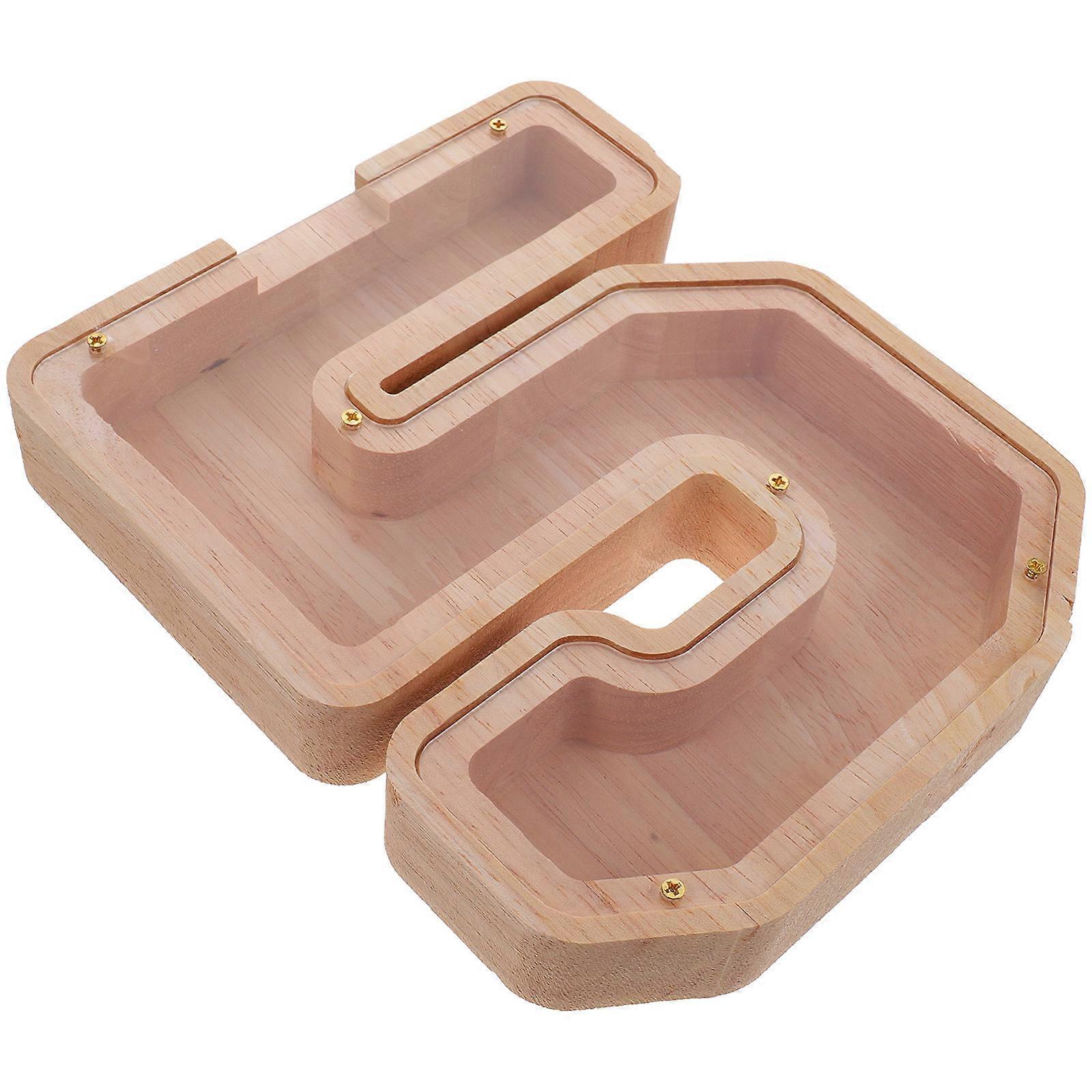 Clear Savings Jar for Storage 3Pcs Multi-Functional Wooden Piggy Bank