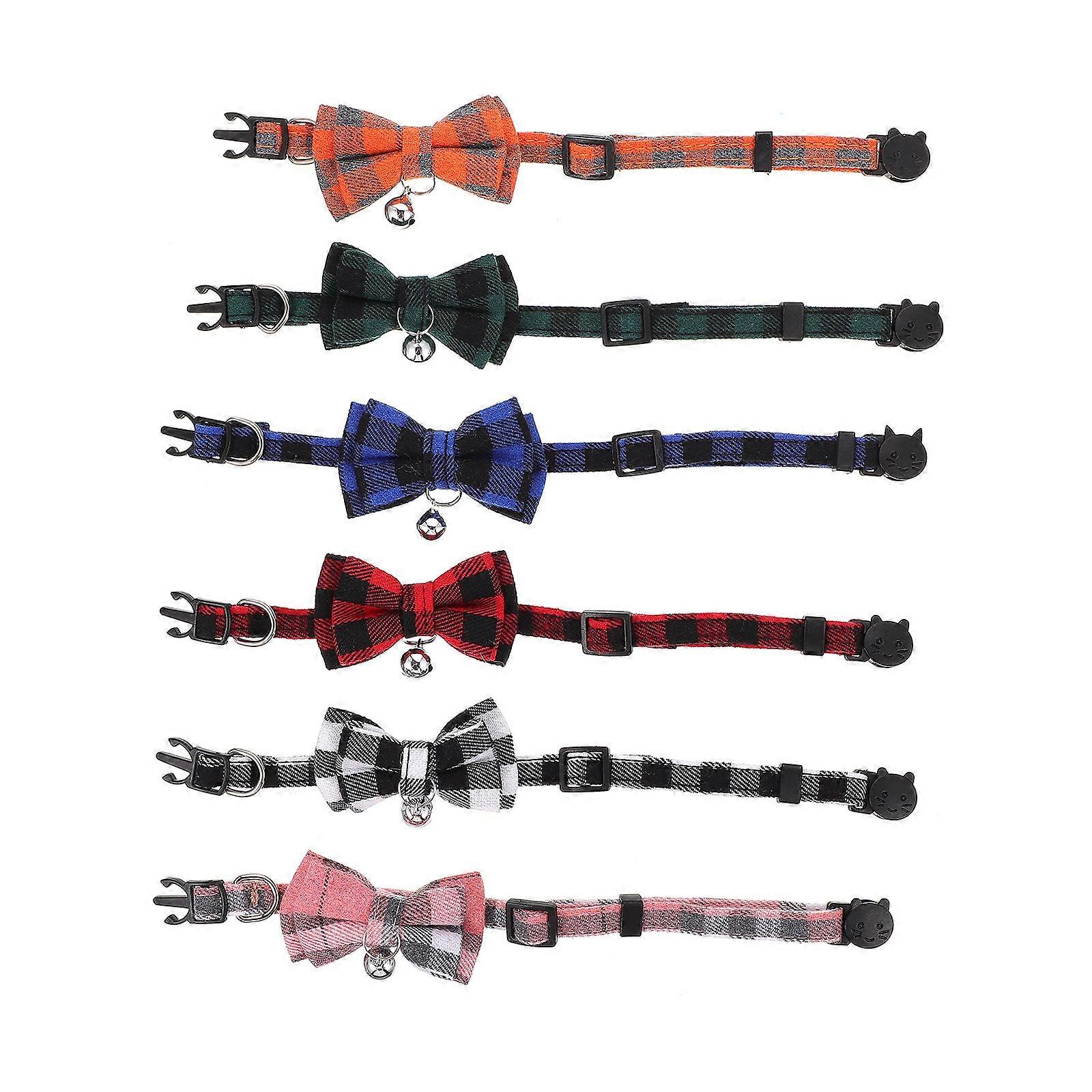 Adjustable Cat Collars Pet Collars with Bells 12Pcs Soft Polyester