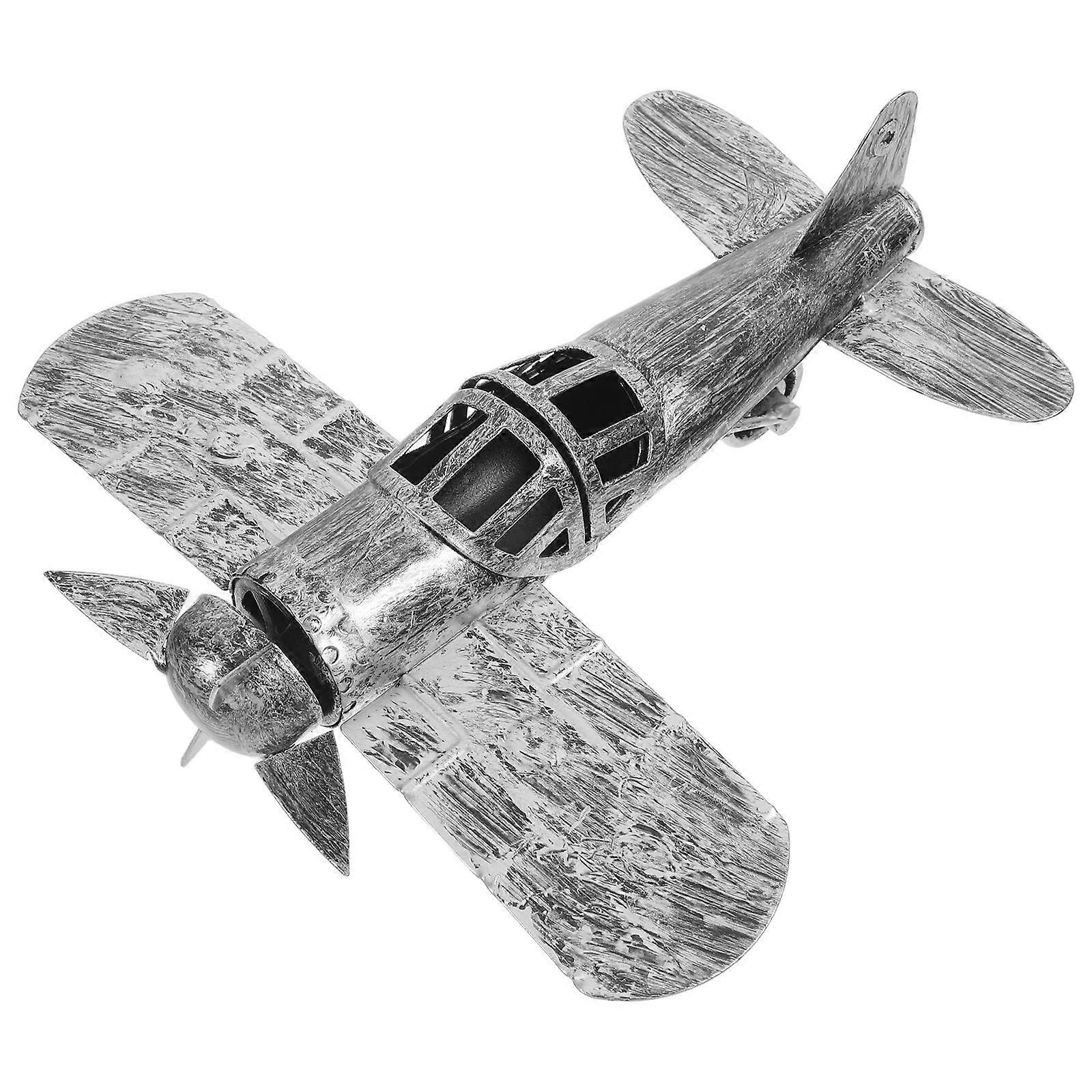 Iron Vintage Airplane Model with Stand 2Pcs for Shelf Decoration