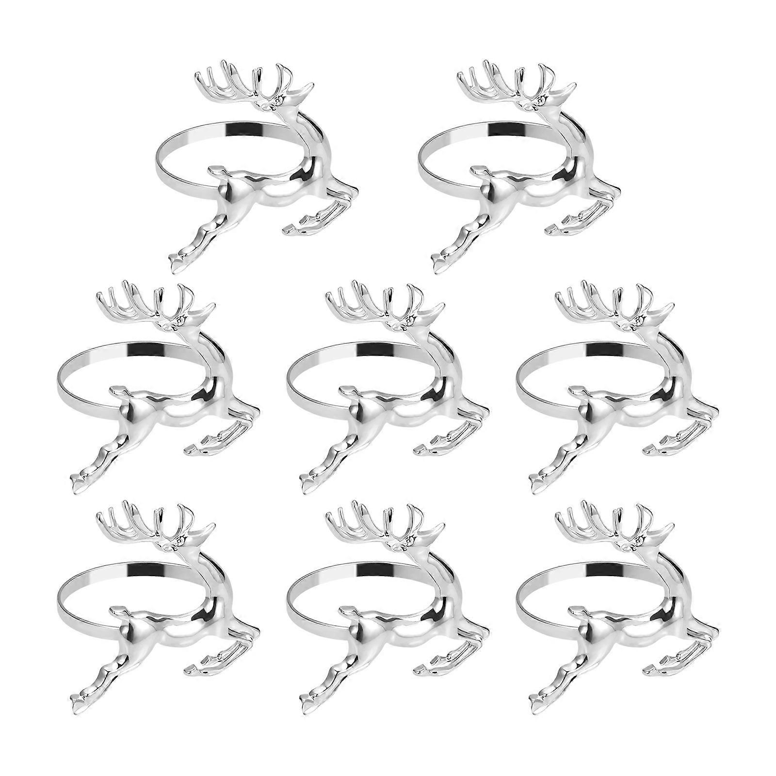 Napkin Ring Silver Napkin Rings Elk Deer for Event 8Pcs Pack