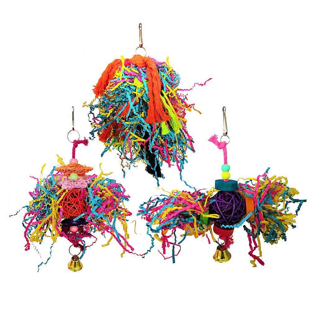 Bird Chewing Tool Silk Colorful Parrot Blocks for Decoration 9Pcs