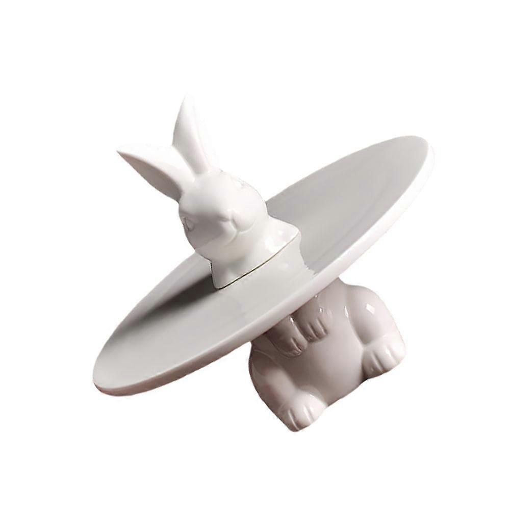 Dessert Storage Rack Ceramics Cake Tray for Storage 2Pcs White