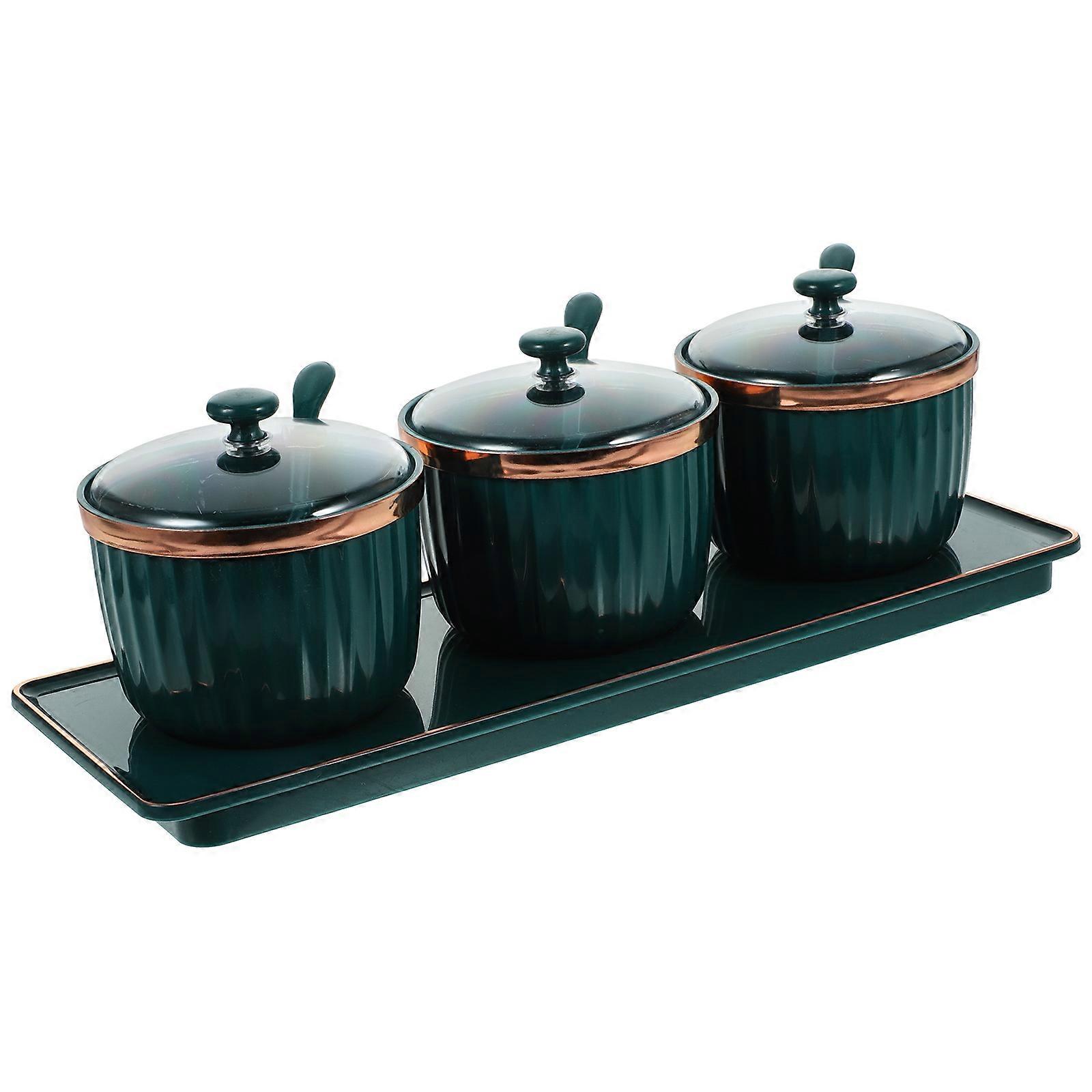 Cute Seasoning Jars With Lids Condiment Spice Jars Kitchen Use Bugs Protection PP 12.6×4.3×4.1in 1Set