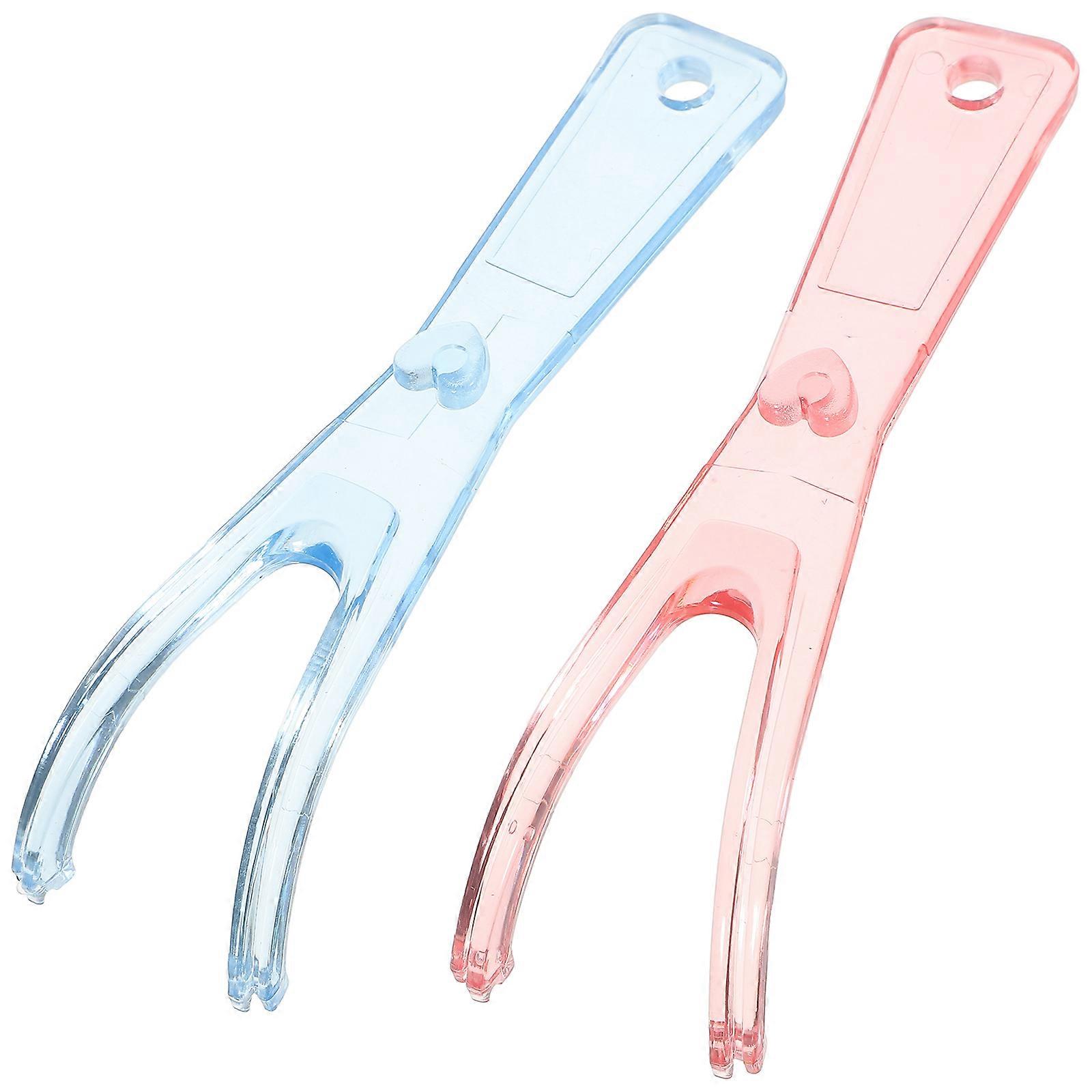 Tooth Flosser Holder Floss Holders Daily Use Flat Wire Pink Adults 2Pcs