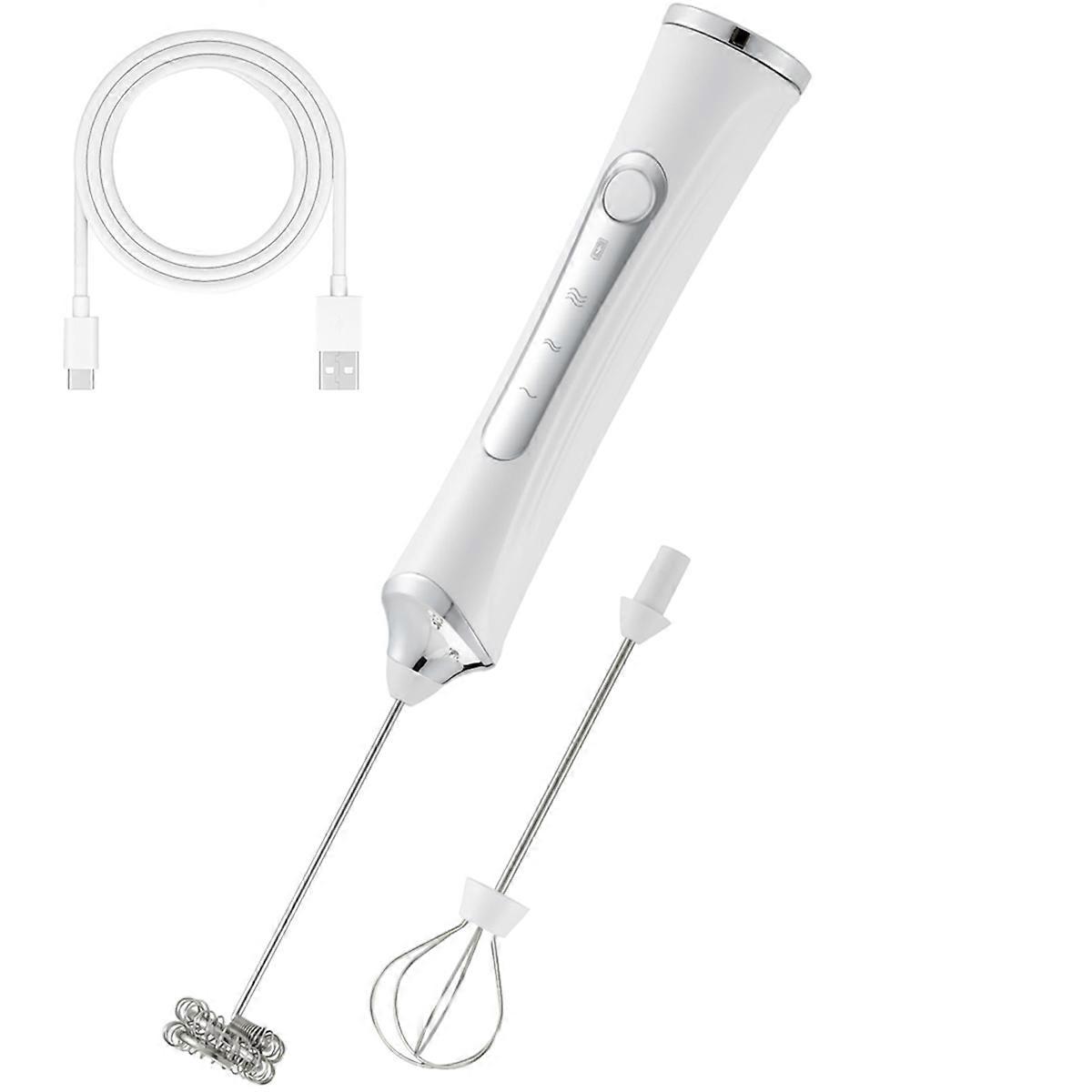 Handheld Electric Milk Frother with 2 Heads, Coffee Whisk Foam Mixer