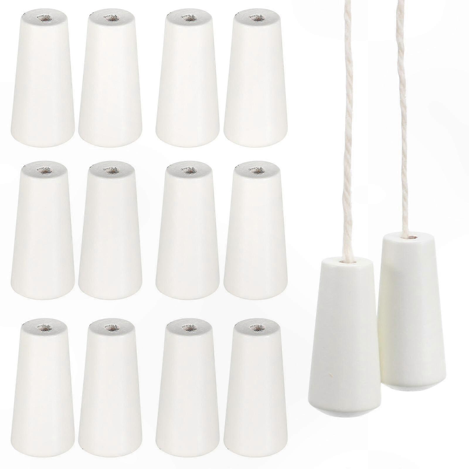 White Wooden Cord Pulls for Blinds, 12-Pack Window Blind Tassels, Cord End Knobs for Window Treatments