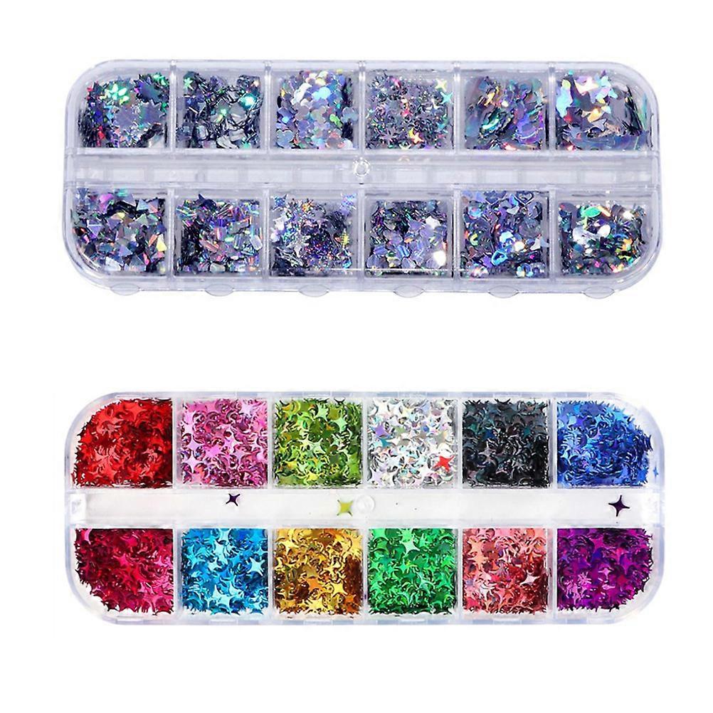 Nail Sequins Four-Pointed Star for DIY Accessories 2Pcs Assorted Colors