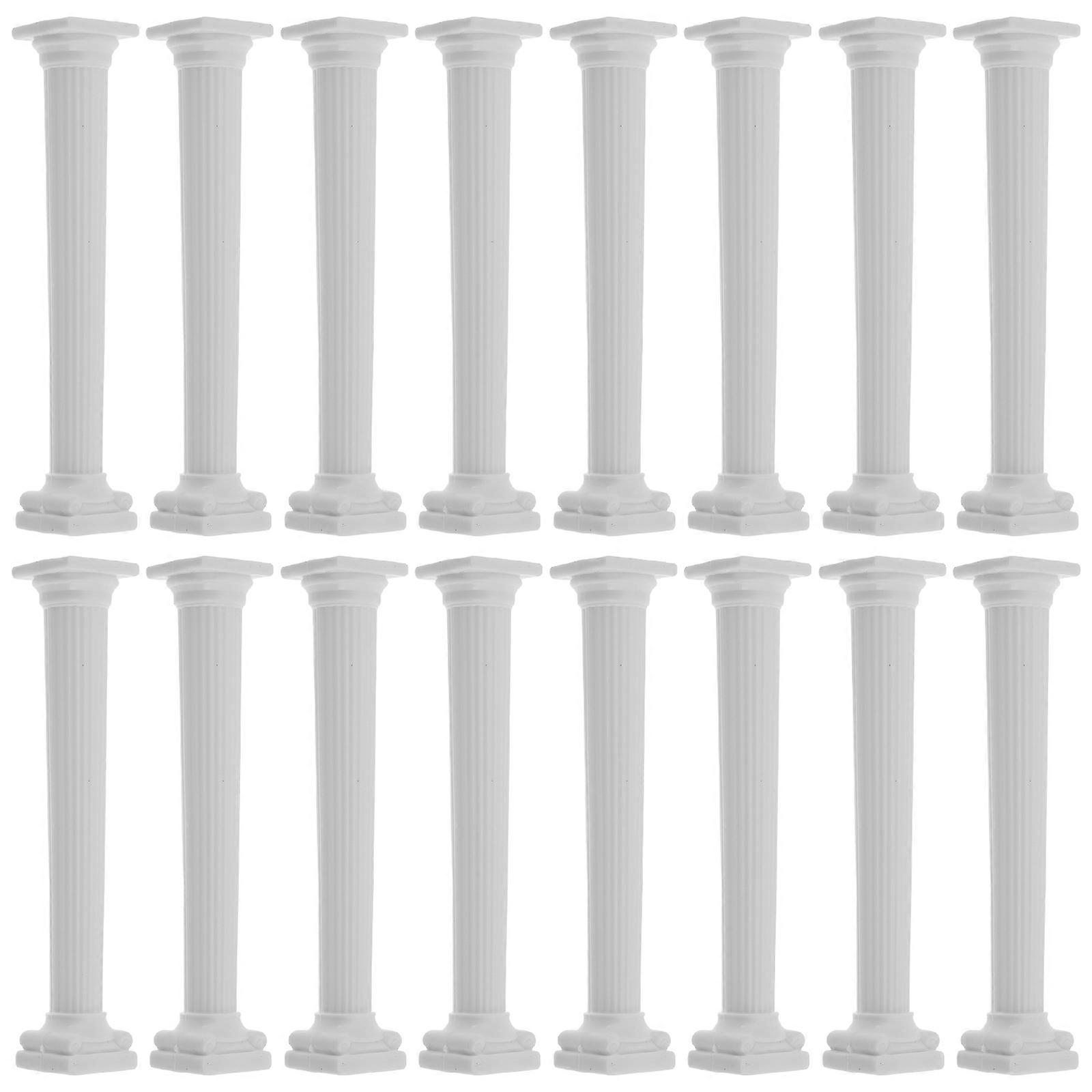 Mini Roman Column Statue for Decoration 16Pcs White Plastic Model Set