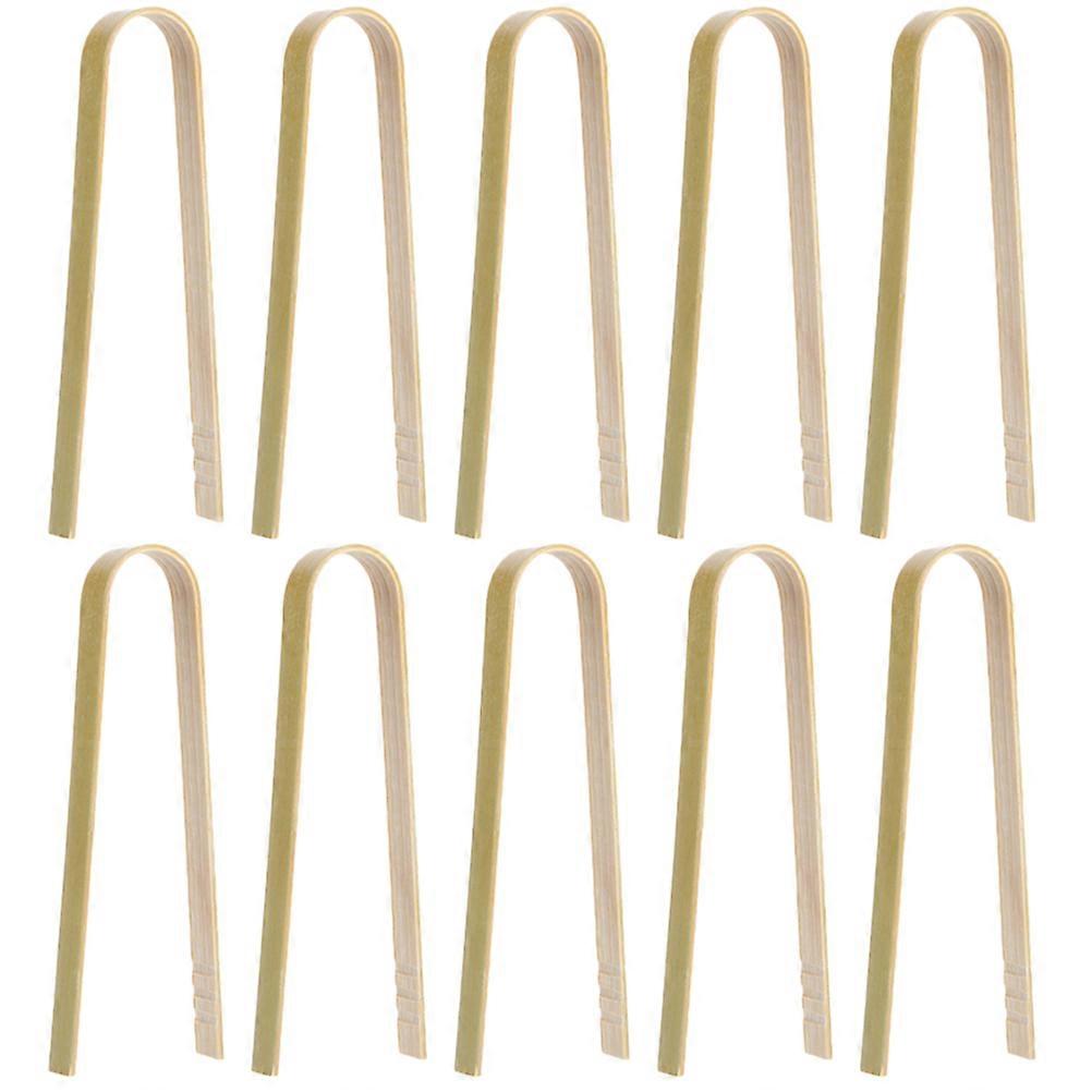 Beige Bamboo Multi-Function Grill Tong for Ergonomic Bbq Use 10Pcs