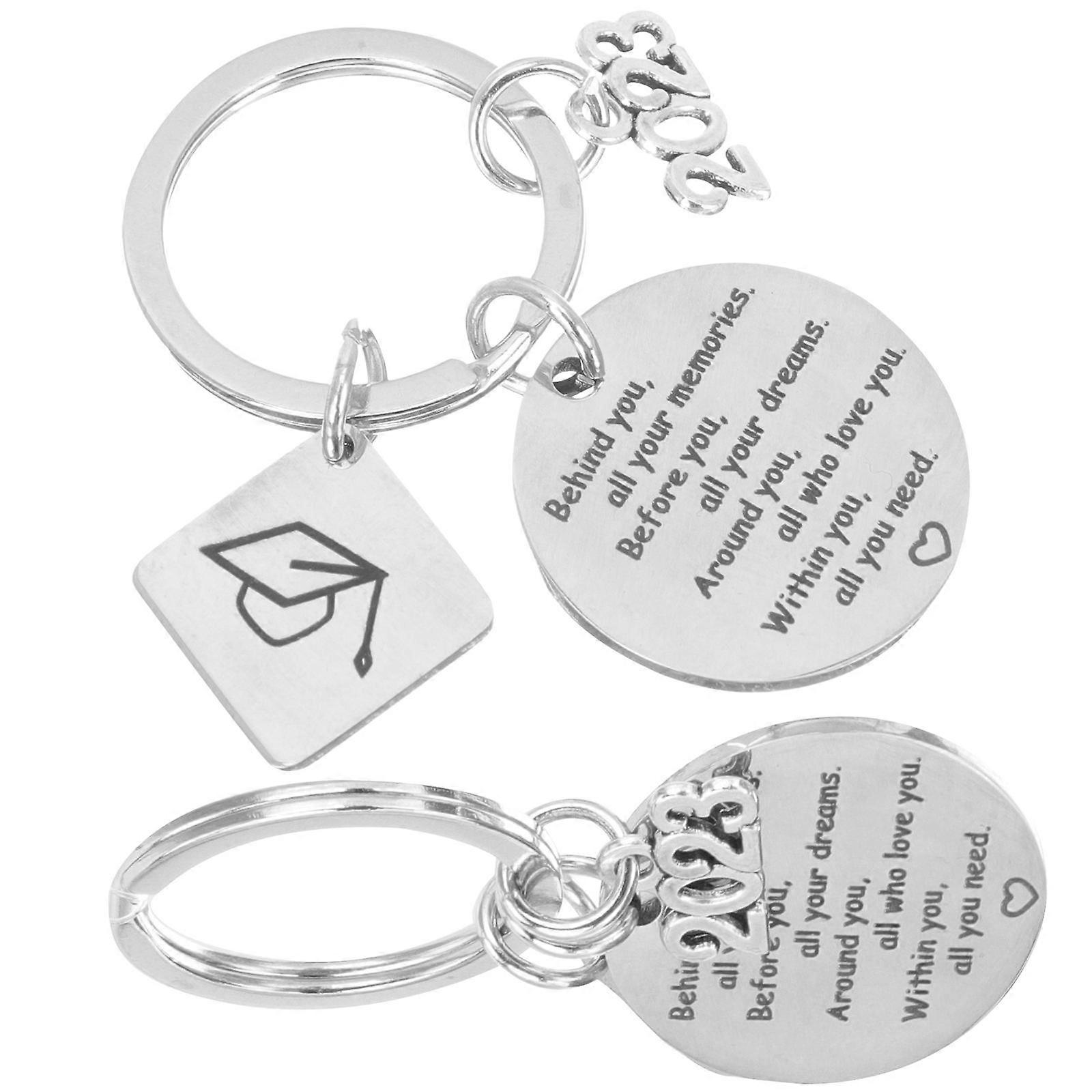 Graduation Keychain Silver Key Rings for Decoration 4Pcs Creative Gift Keychains