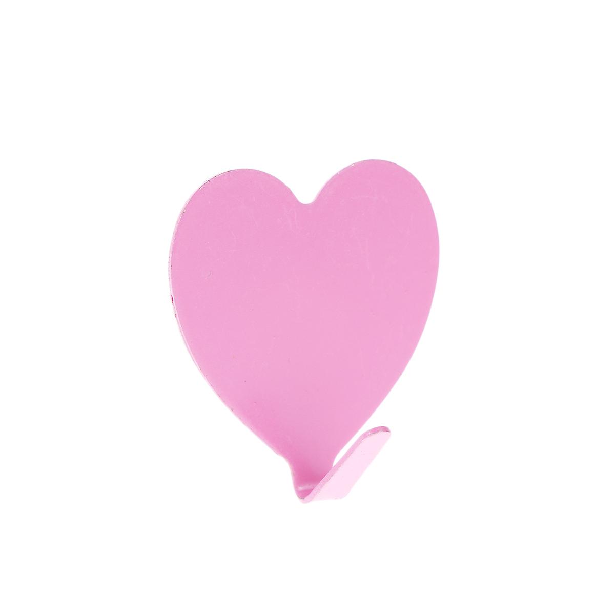 Heart Shape Wall Hooks 3Pcs Sticky Hook For Home And Office Pink Color Hanging Storage Solution