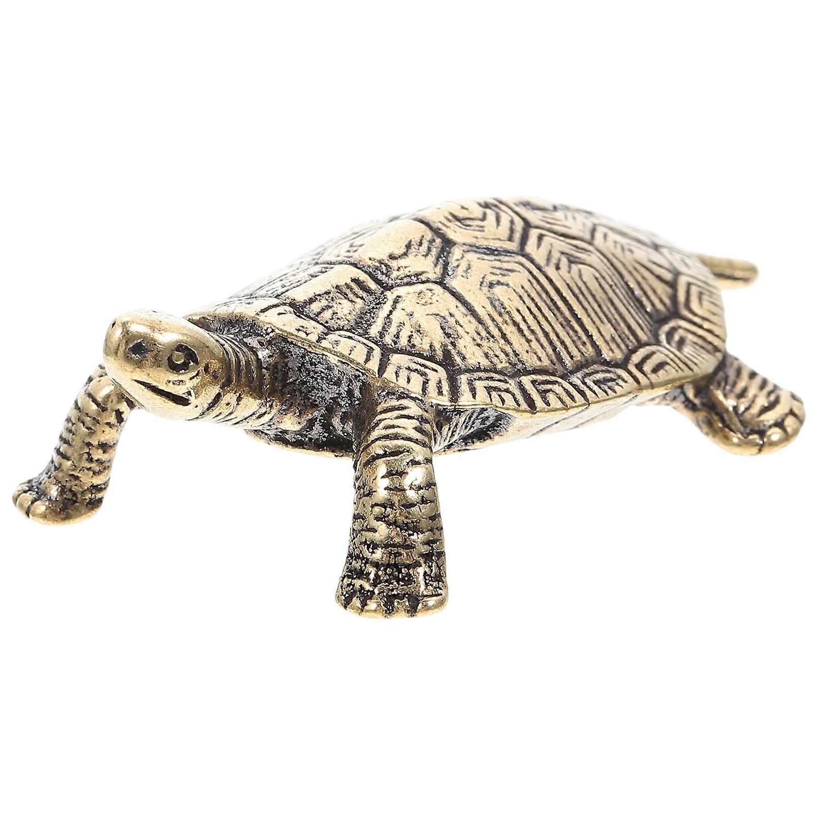 Retro Tortoise Model for Decor 2Pcs Brass Turtle Sculptures