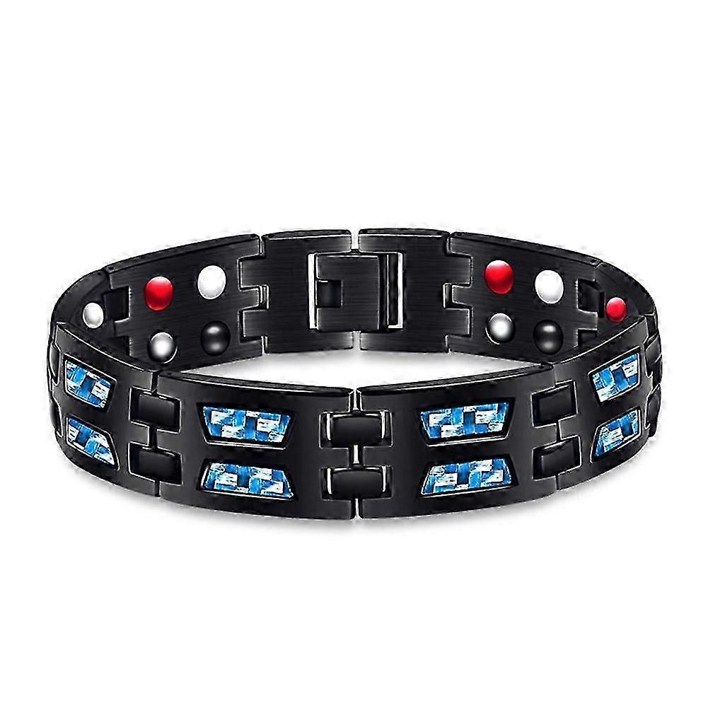 Carbon Blue Magnetic Therapy Bracelets Unique Double Row Ultra