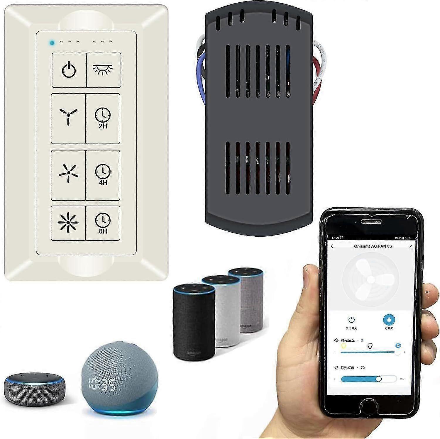 Smart Ceiling Fan Control and Dimmer Light Switch, Universal Ceiling Fan Remote