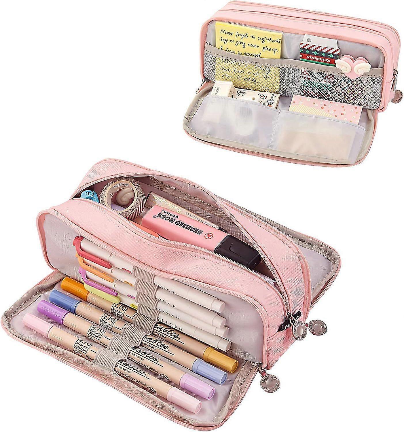 Large Pencil Case, Big Capacity Pencil Cases with 3 Compartments Pen Bag Pouch Holder Stationery Organizer for Girls BoysTeenagers Students