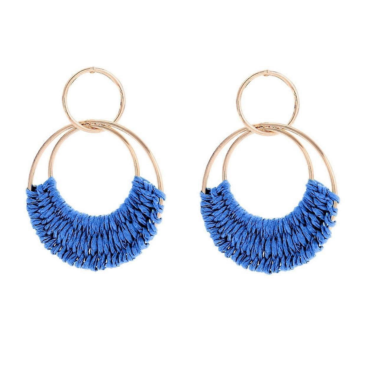 1 Pair Raffia Drop Hoop Accessories Perfect Gift